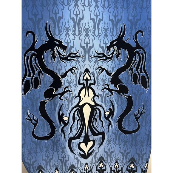 Dragonfly Mens Blue Vintage Dragons Flames All Over Print Button Front Shirt XL - Picture 5 of 7